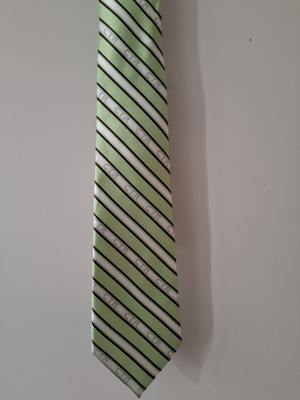 Ringmasters Green Striped Men's Tie with Black & White Accents